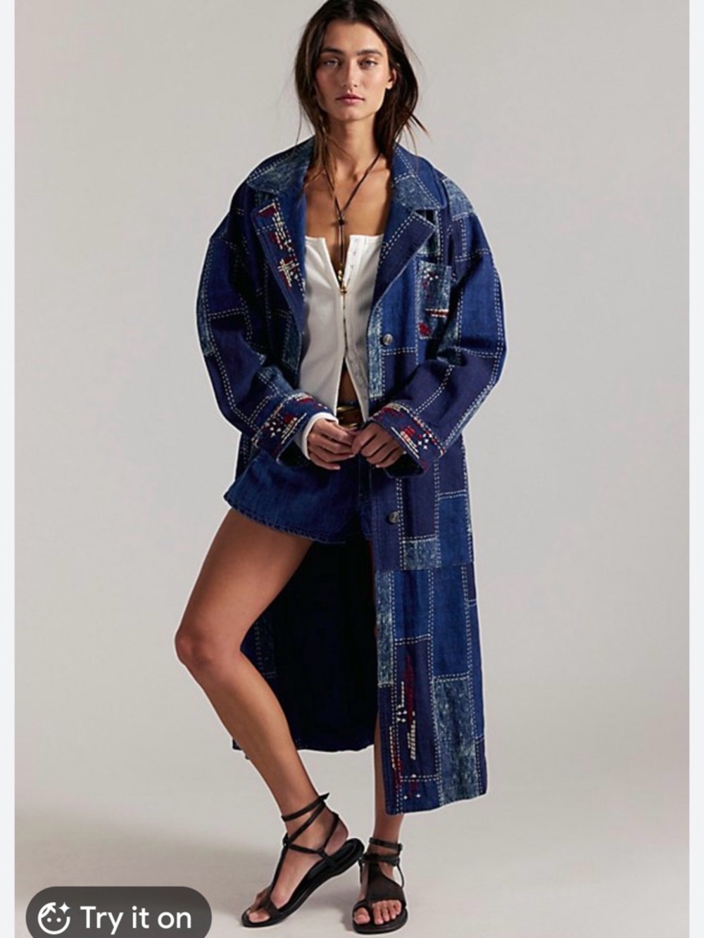 We The Free Patchwork Indigo Jacket 🔥 Size Small Fits Oversized